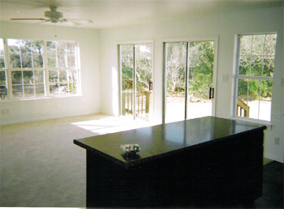 View of living room from kitchen island